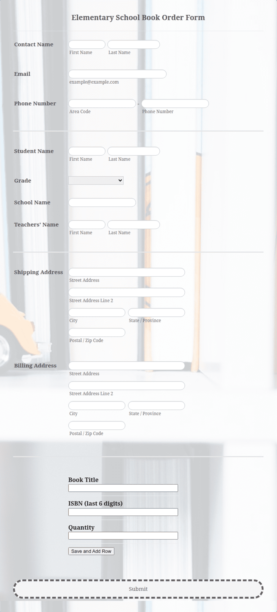 Order Form Ncert Elementary School Book Order Form Template | Jotform
