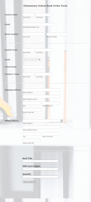 Elementary School Book Order Form Template