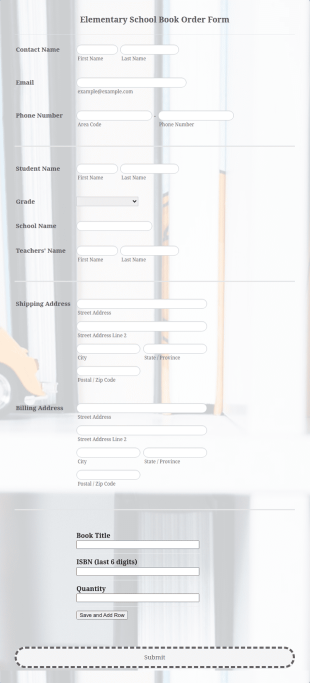 Elementary School Book Order Form Template