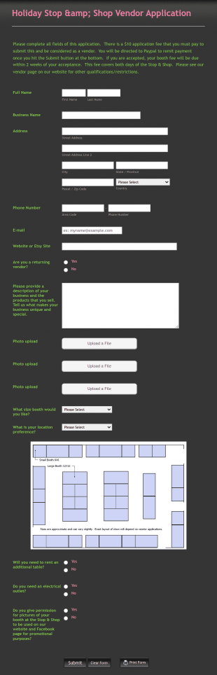 Stop & Shop Vendor Application Form Template