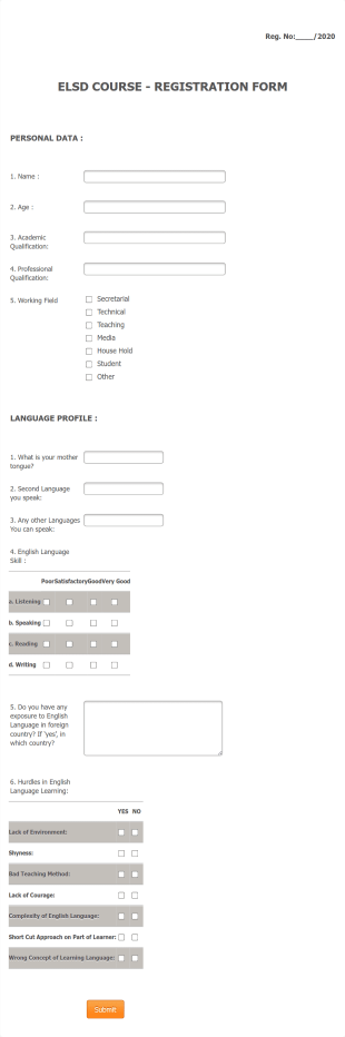 Elsd Course Registration Form Template