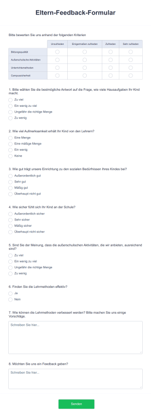 Eltern Feedback Formular Form Template