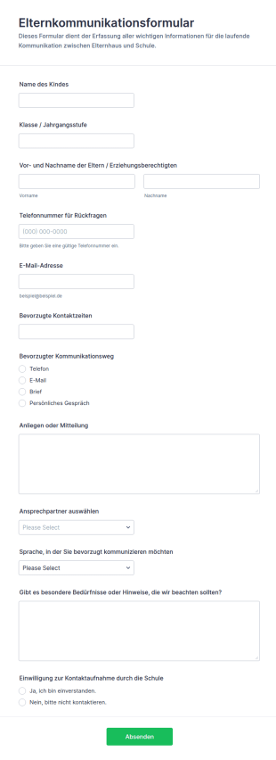 Elternkommunikation Formular