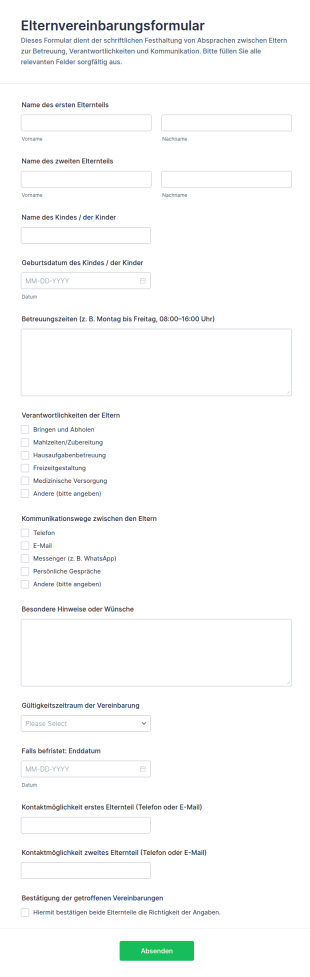 Elternvereinbarungsformular