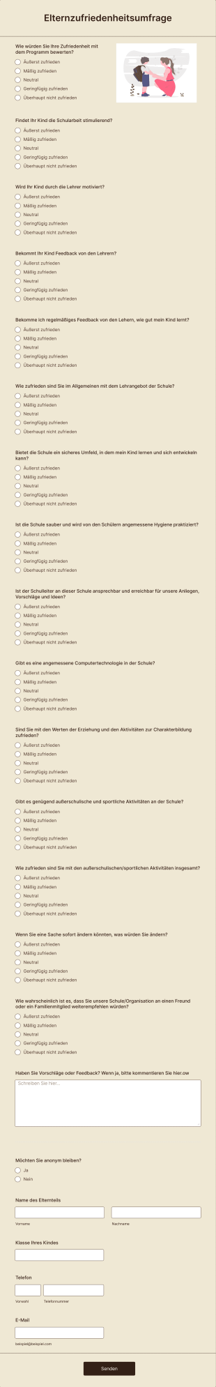 Elternzufriedenheitsumfrage Form Template
