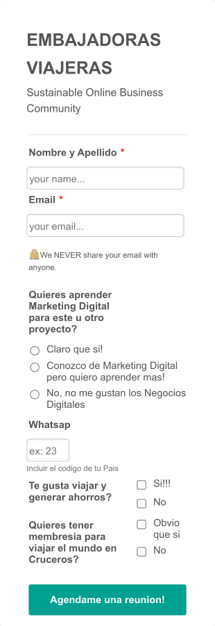 Embajadoras Viajeras Form Template