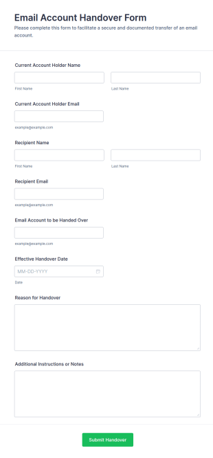 Email Account Handover Form Template