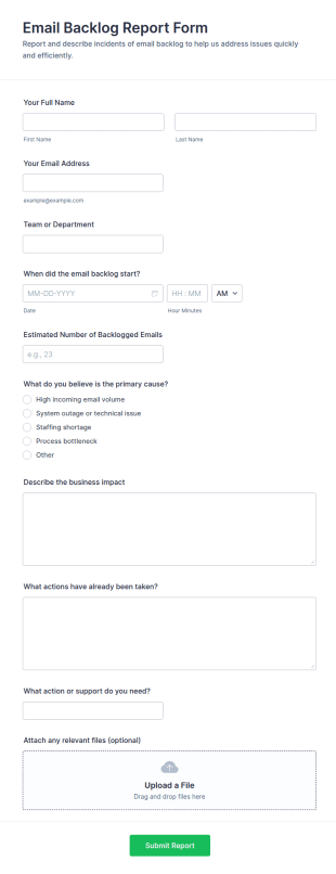 Email Backlog Report Form Template