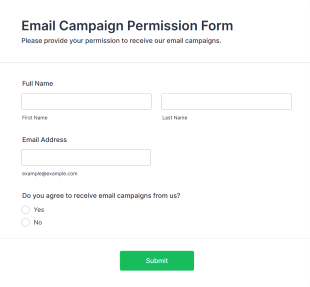 Email Campaign Permission Form Template