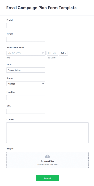 Email Campaign Plan Form Template
