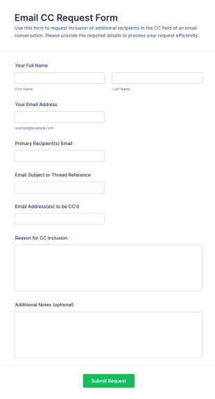 Email CC Request Form Template