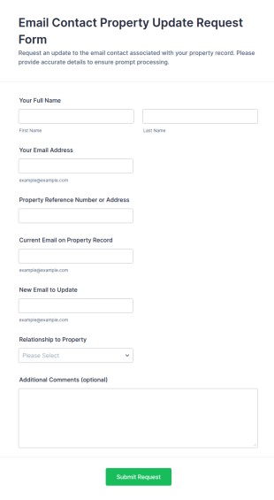 Email Contact Property Update Request Form Template