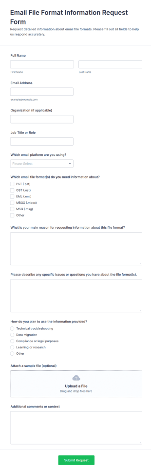 Email File Format Information Request Form Template