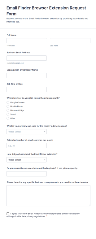 Email Finder Browser Extension Request Form Template