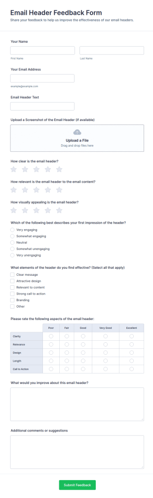 Email Header Feedback Form Template