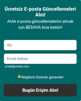 Email Kayıt Form Şablonu