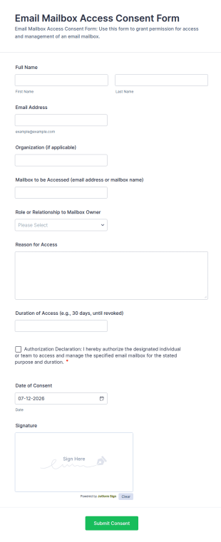 Email Mailbox Access Consent Form Template