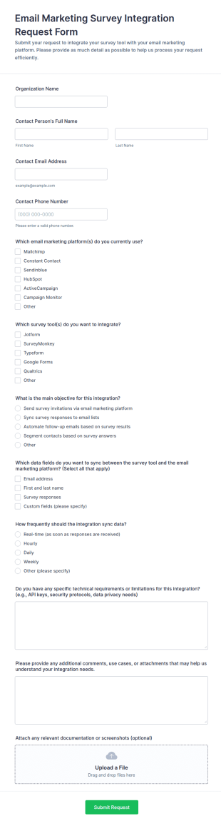 Email Marketing Survey Integration Request Form Template