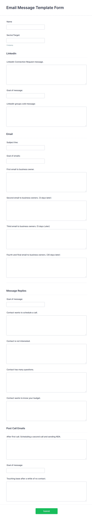 Email Campaign Content Submission Form Template