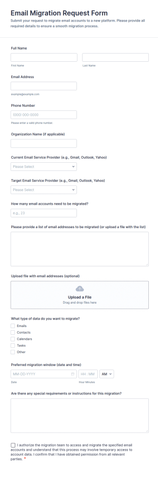 Email Migration Request Form Template