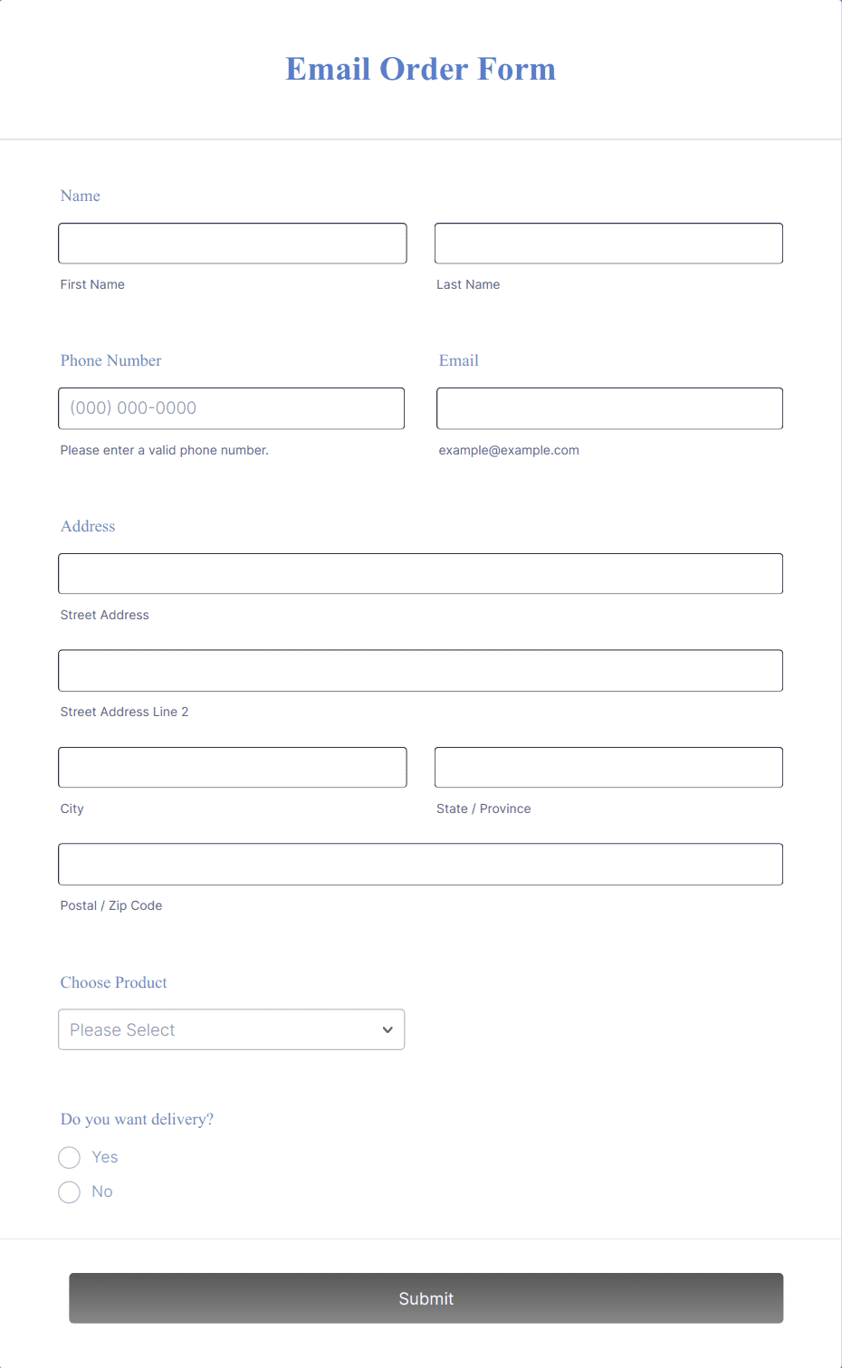 Email Order Form Template | Jotform