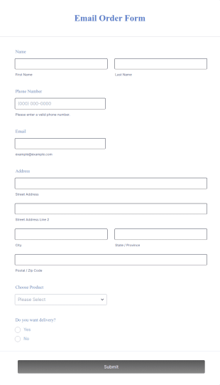 Email Order Form Template