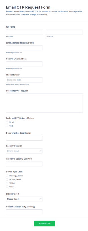 Email OTP Request Form Template