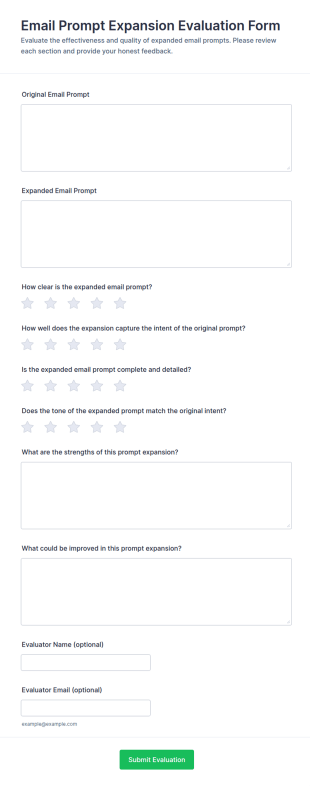 Email Prompt Expansion Evaluation Form Template