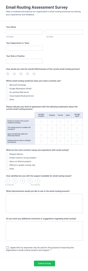 Email Routing Assessment Survey Form Template
