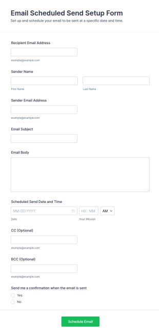 Email Scheduled Send Setup Form Template