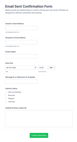 Email Sent Confirmation Form Template
