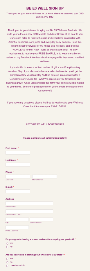 Email Sign Up Form Template