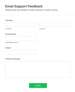 Email Support Feedback Form Template