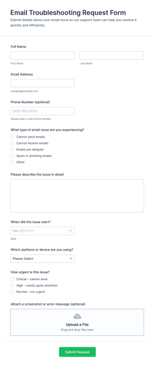 Email Troubleshooting Request Form Template