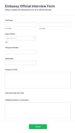 Embassy Official Interview Form Template
