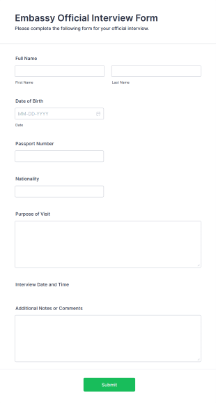 Embassy Official Interview Form Template
