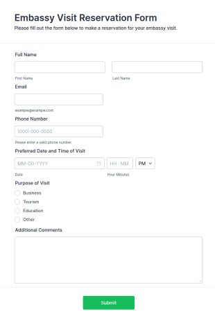 Embassy Visit Reservation Form Template
