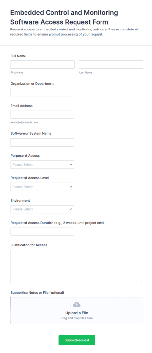 Embedded Control And Monitoring Software Access Request Form Template