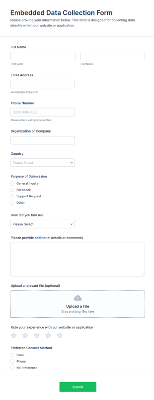 Embedded Data Collection Form Template