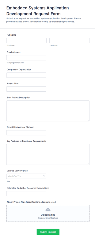 Embedded Systems Application Development Request Form Template