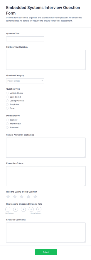 Embedded Systems Interview Question Form Template
