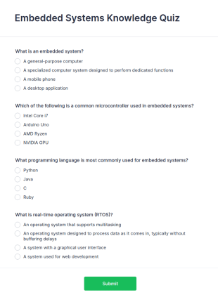 Embedded Systems Knowledge Quiz Form Template