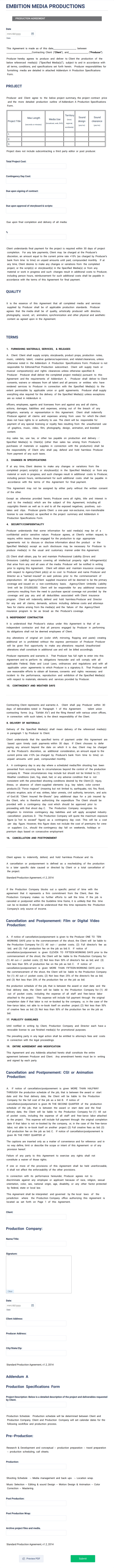 Embition Media Productions Form Template