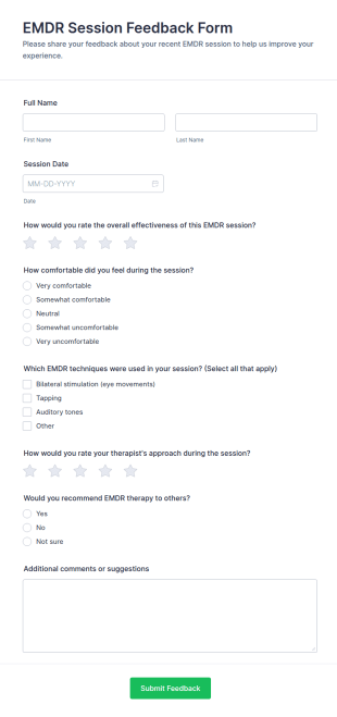 EMDR Session Feedback Form Template