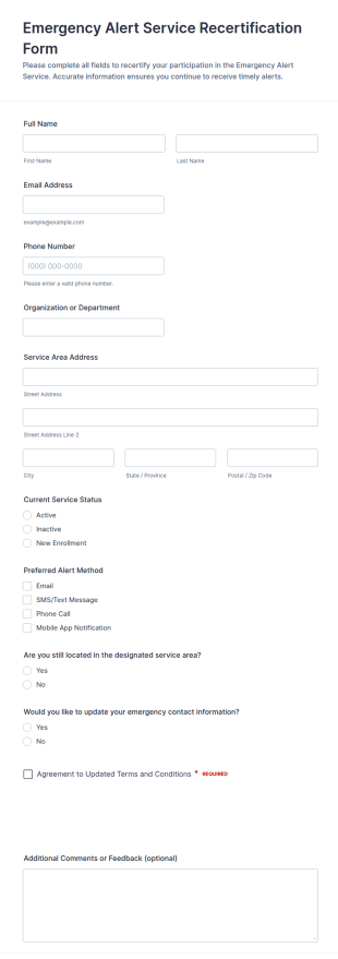 Emergency Alert Service Recertification Form Template