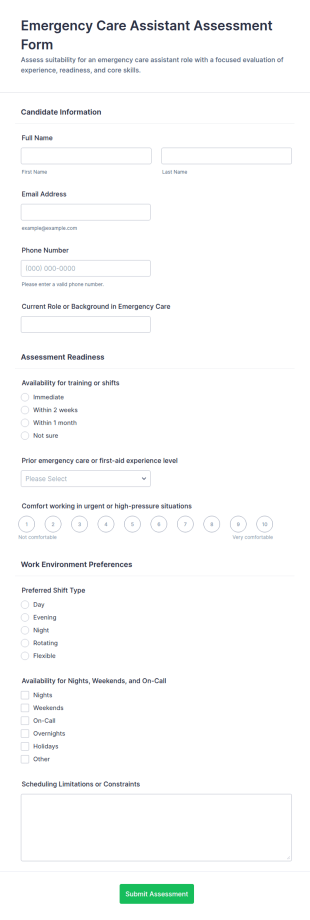 Emergency Care Assistant Assessment Form Template