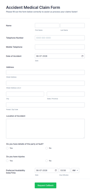 Emergency Claim Form Template