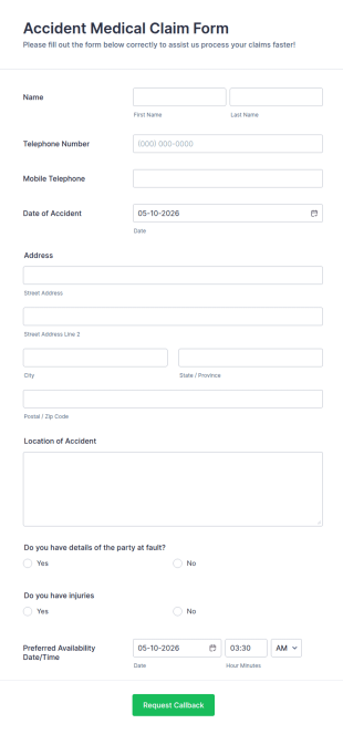 Emergency Claim Form Template