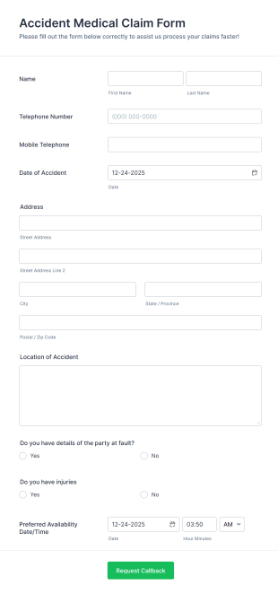 Emergency Claim Form Template