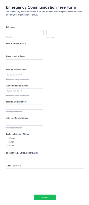 Emergency Communication Tree Template Form